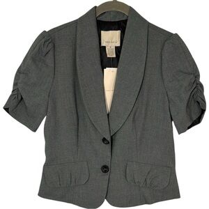 Curio Nine‎ Blazer Grey Crop Ruched Puff Sleeve in Size M  NWT